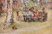 Carl Larsson Frukost under stora bjorken oil painting